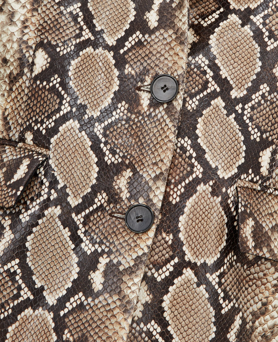 snakeskin-effect leather jacket