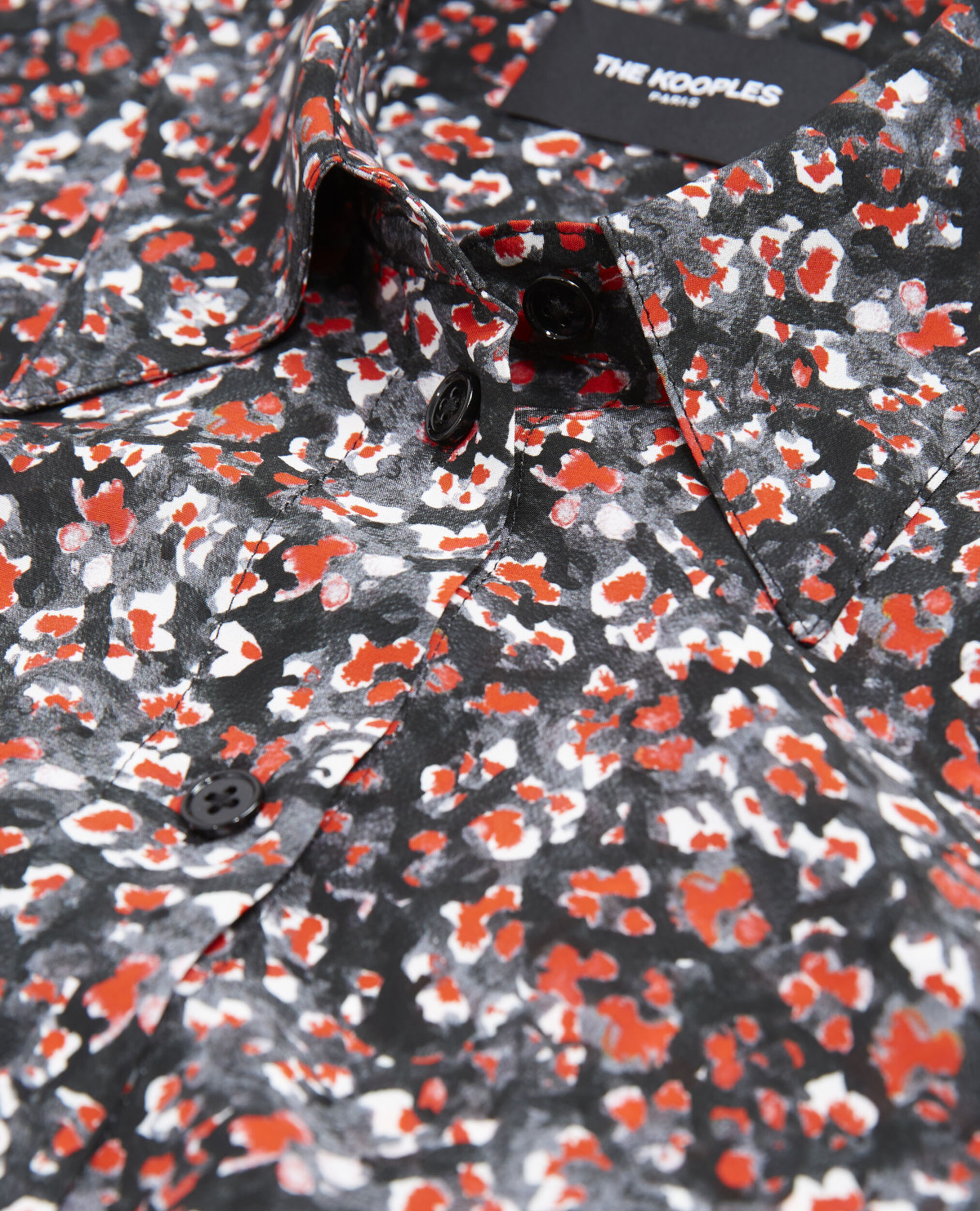 Floral printed shirt, BLACK - RED, hi-res image number null
