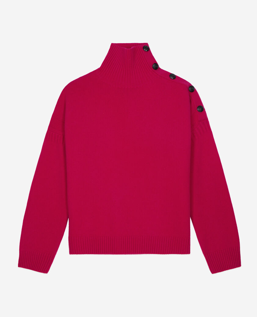 The Kooples WOMEN CHERRY fuchsia wool and cashmere sweater with buttons