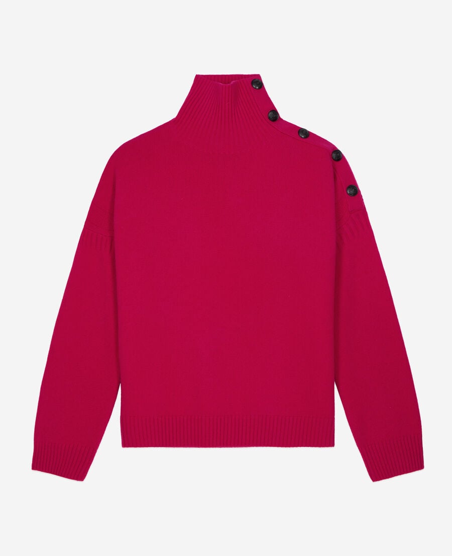 The Kooples WOMEN CHERRY fuchsia wool and cashmere sweater with buttons