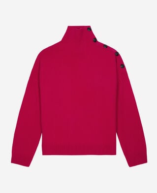 The Kooples WOMEN CHERRY fuchsia wool and cashmere sweater with buttons