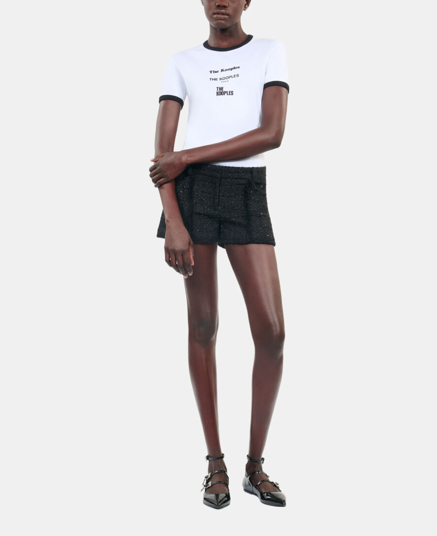 The Kooples FEMME BLACK short en tweed noir