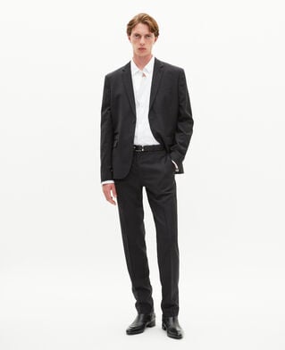 The Kooples MEN BLACK black wool plaid slim fit suit pants