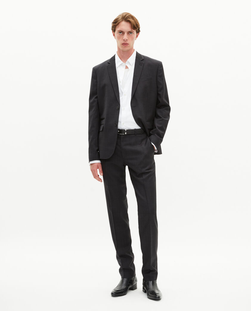 The Kooples HOMBRE BLACK pantalones de traje ajustados a cuadros de lana negra