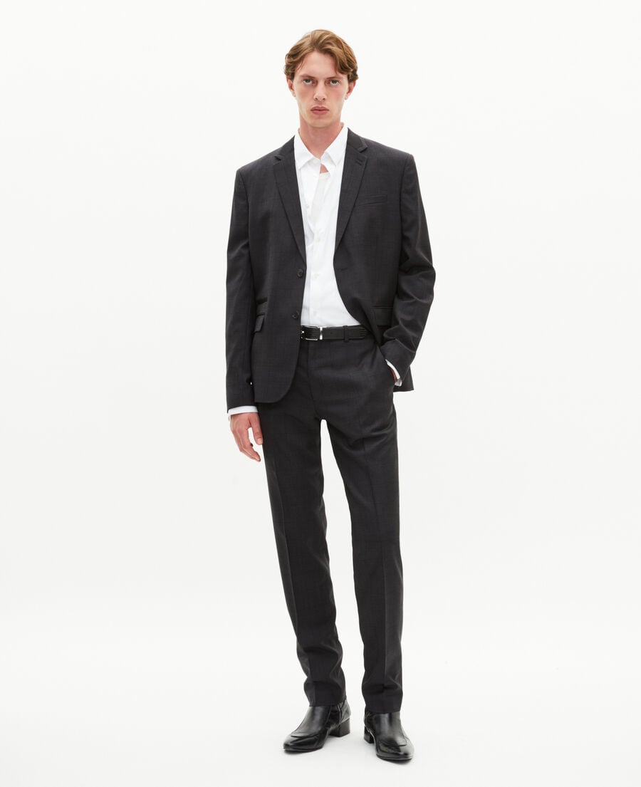 The Kooples MEN BLACK black wool plaid slim fit suit pants