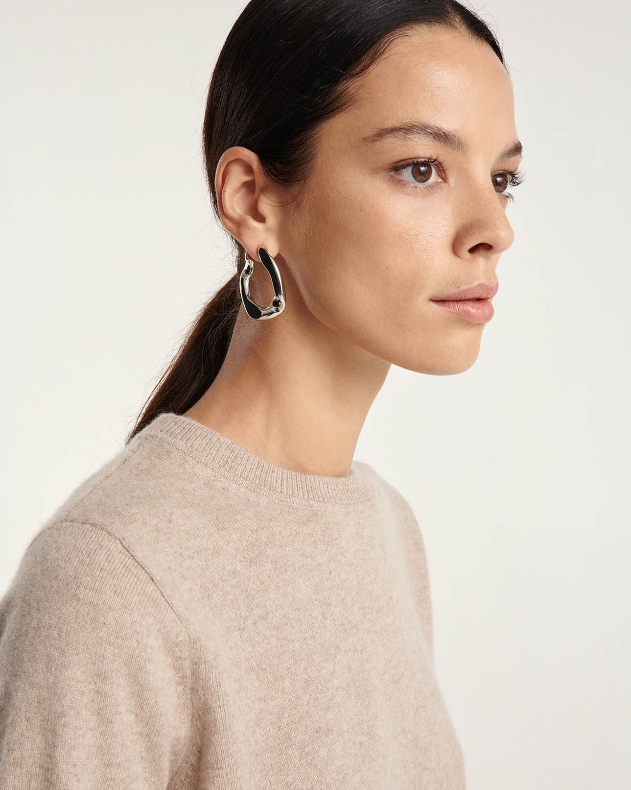 The Kooples FEMME BEIGE pull en cachemire beige manches courtes