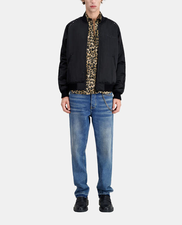 blouson noir avec broderie wild tiger