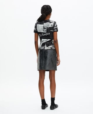 The Kooples WOMEN BLACK WASHED t-shirt with black and white screen print
