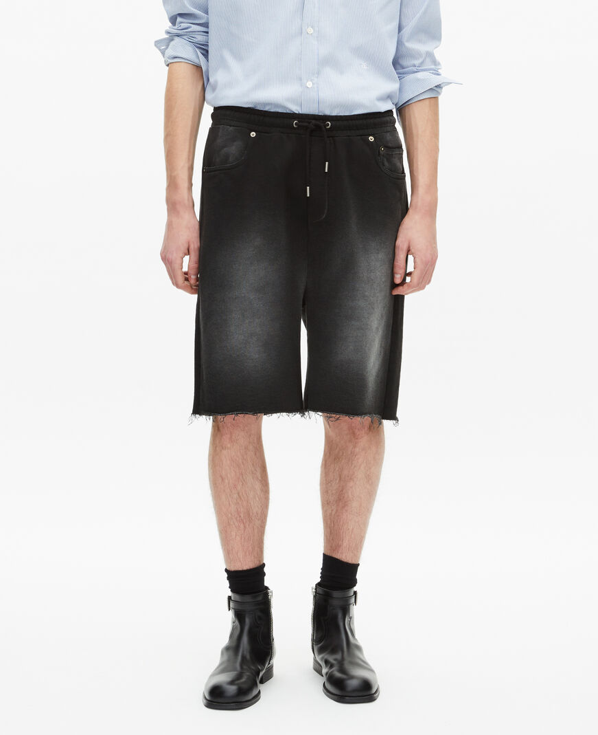 The Kooples MEN BLACK WASHED black washed cotton bermuda shorts