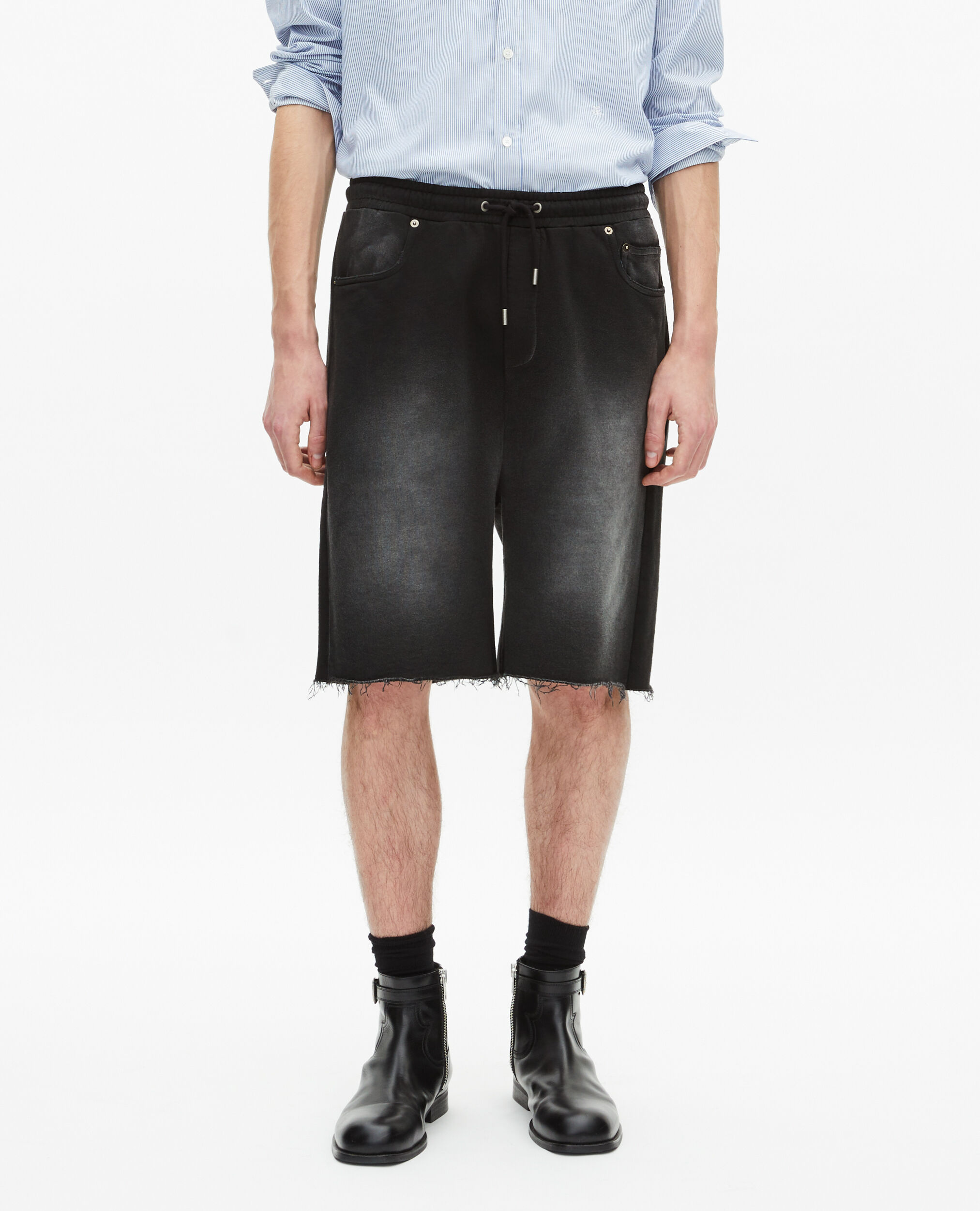 Black washed cotton Bermuda shorts, BLACK WASHED, hi-res image number null