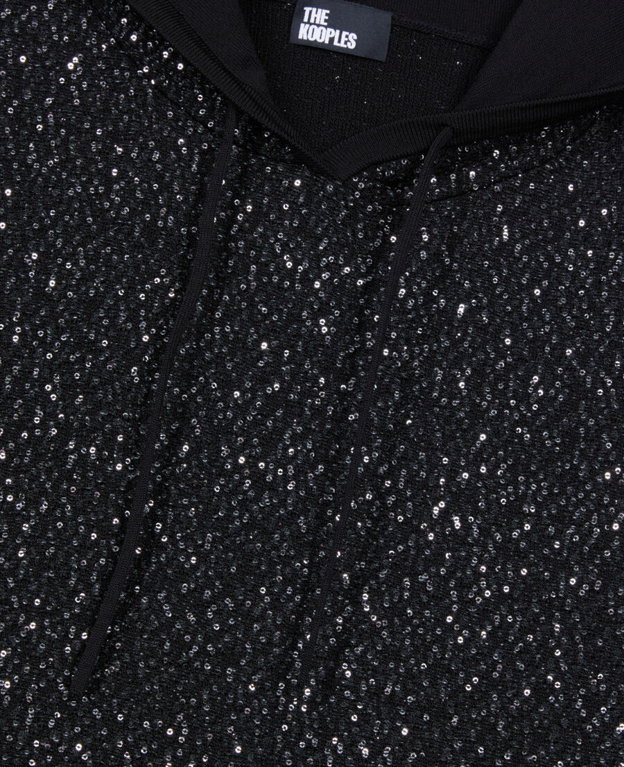 The Kooples FEMME BLACK sweatshirt &agrave; sequins en maille noire