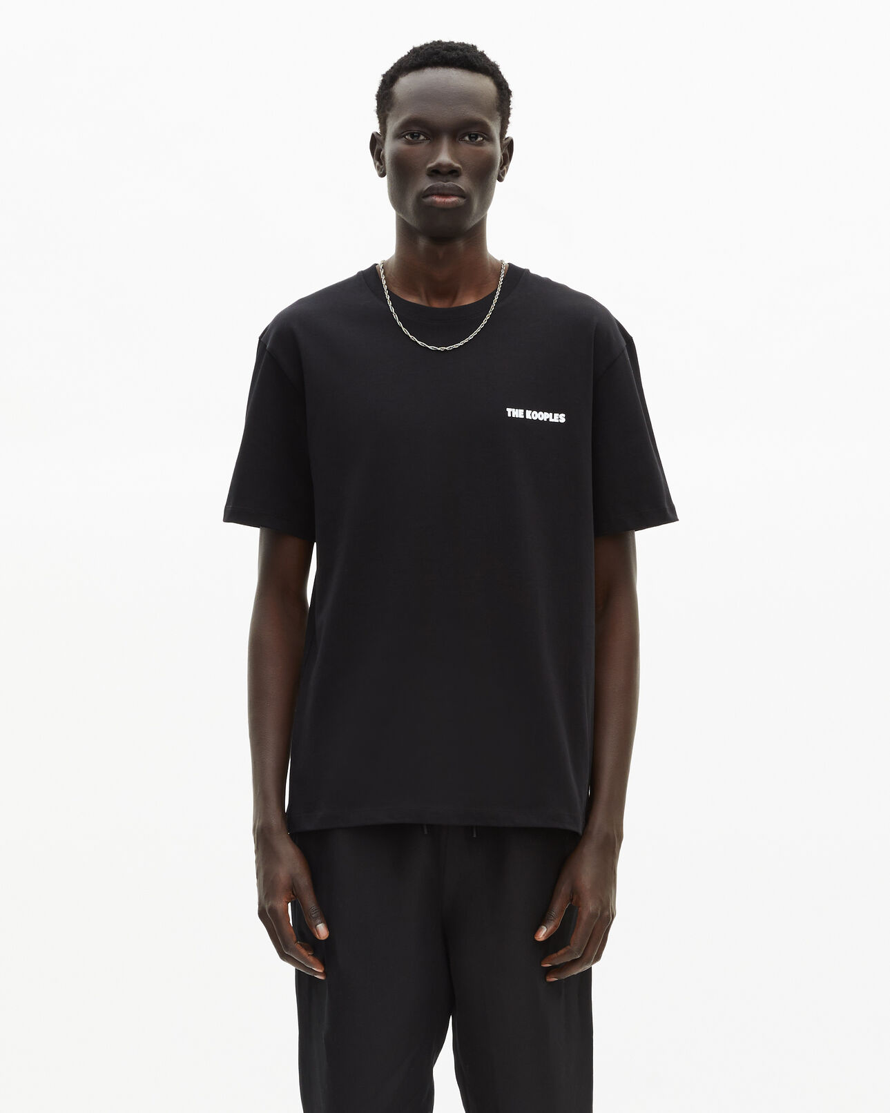 The Kooples HERREN BLACK schwarzes t-shirt mit siebdruck 
