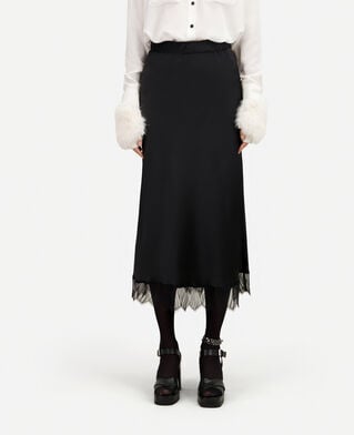 The Kooples F BLACK long black skirt with lace details