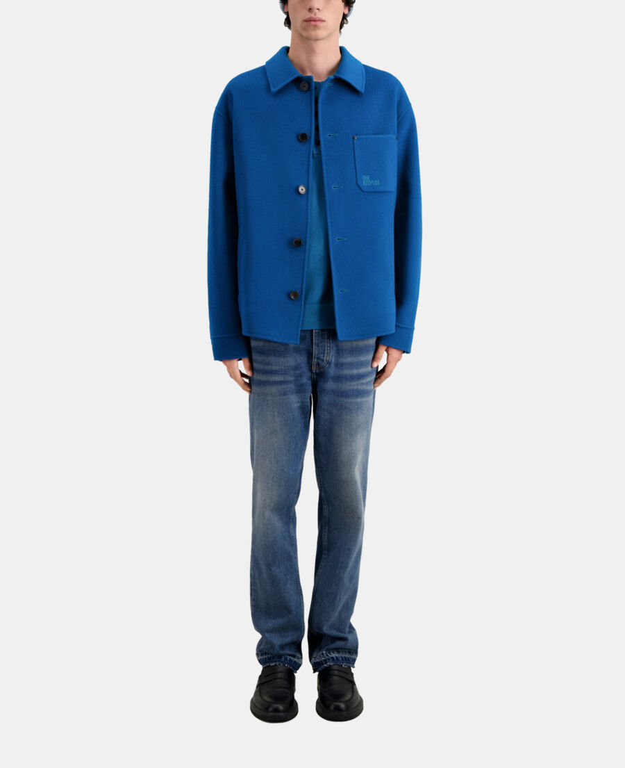 The Kooples HOMME MEDIUM BLUE blouson type surchemise bleu en laine