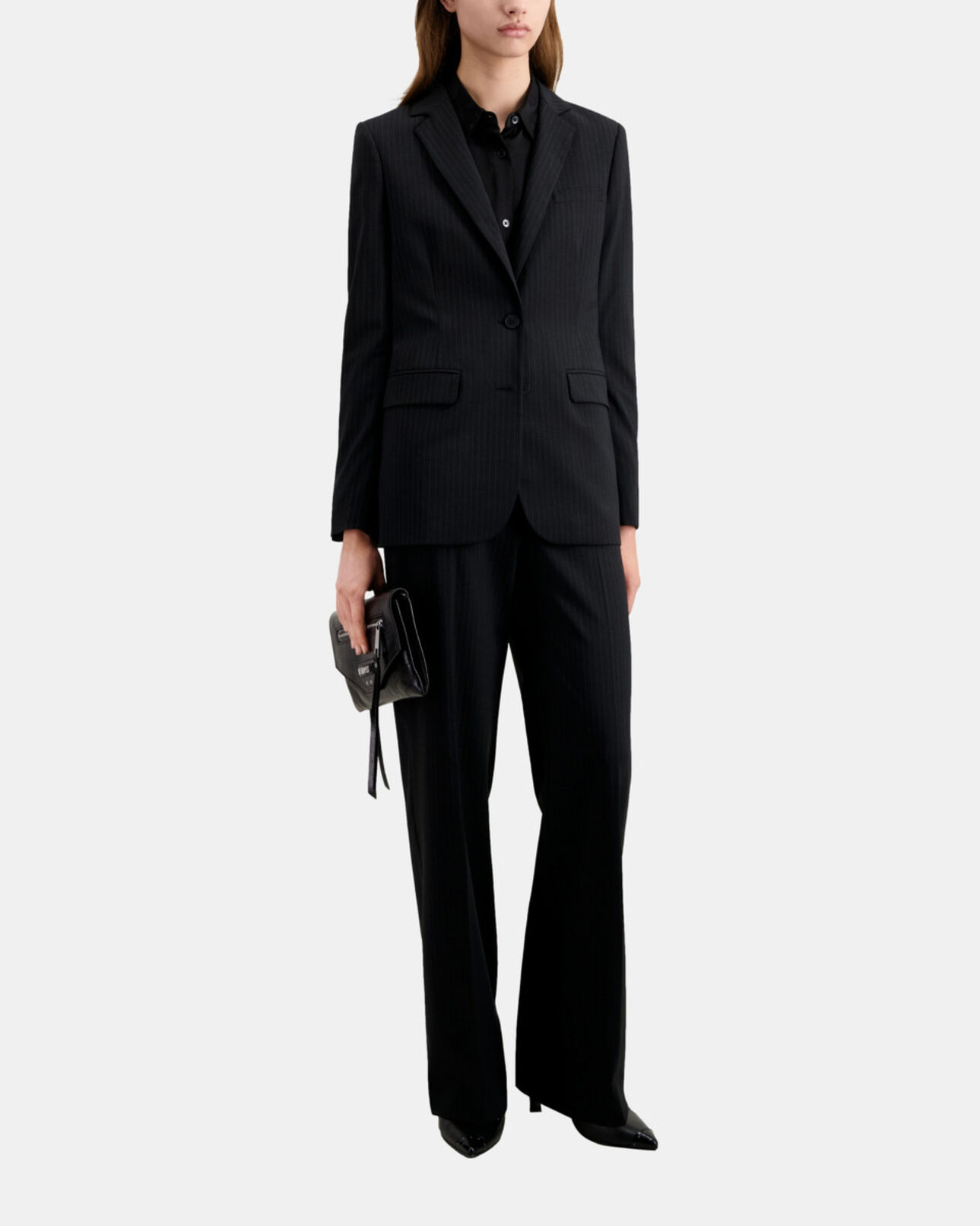 The Kooples DAMEN BLACK WHITE schwarze anzugjacke aus gestreifter wolle