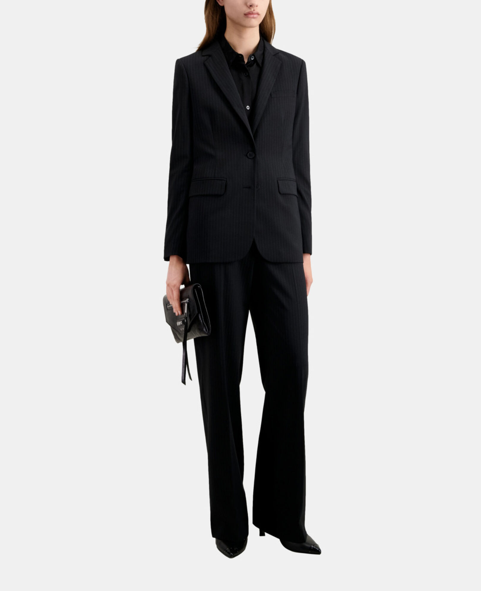 The Kooples DAMEN BLACK WHITE schwarze anzugjacke aus gestreifter wolle