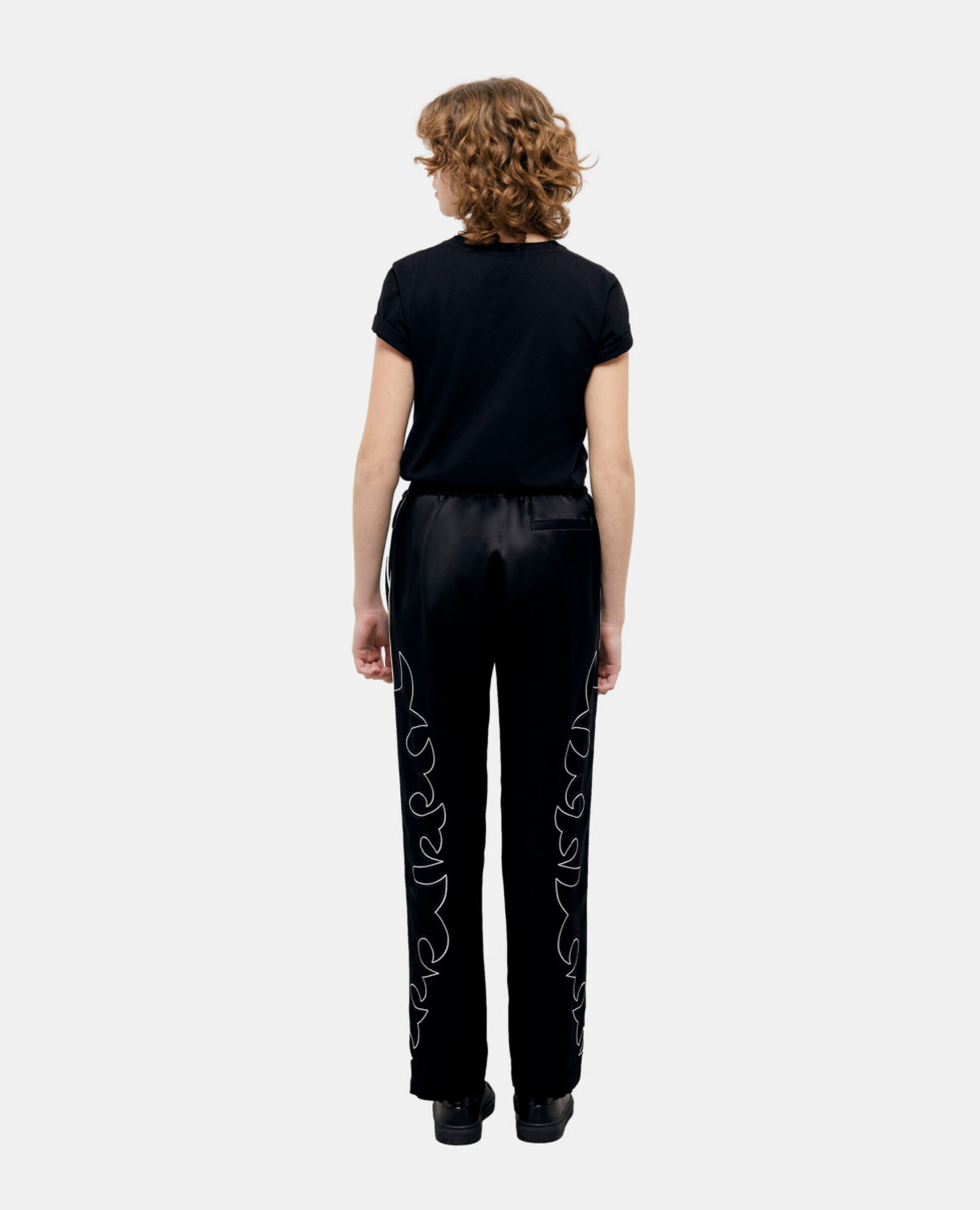 Pantalón negro bordado Western, BLACK, hi-res image number null