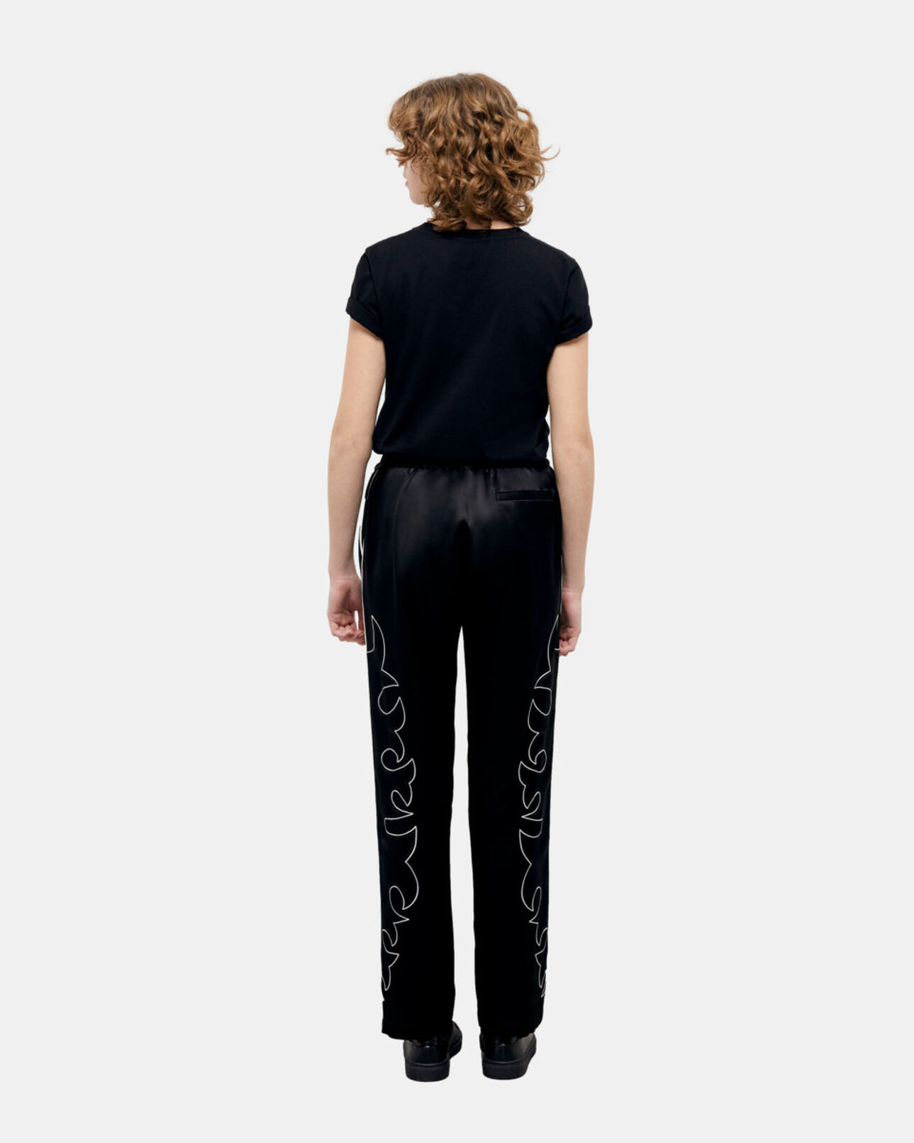 The Kooples FEMME BLACK pantalon noir avec broderie western