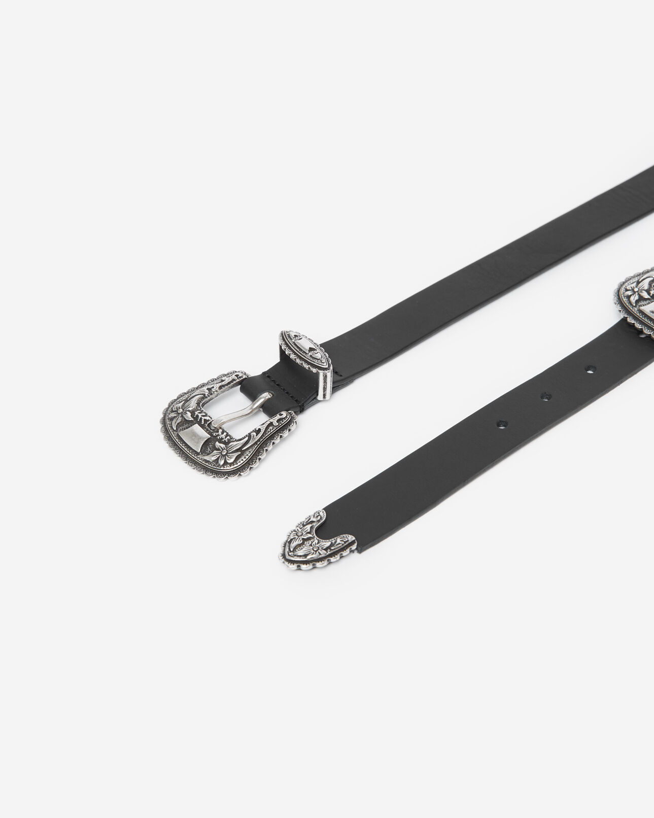 The Kooples FEMME BLACK ceinture en cuir fine double boucle