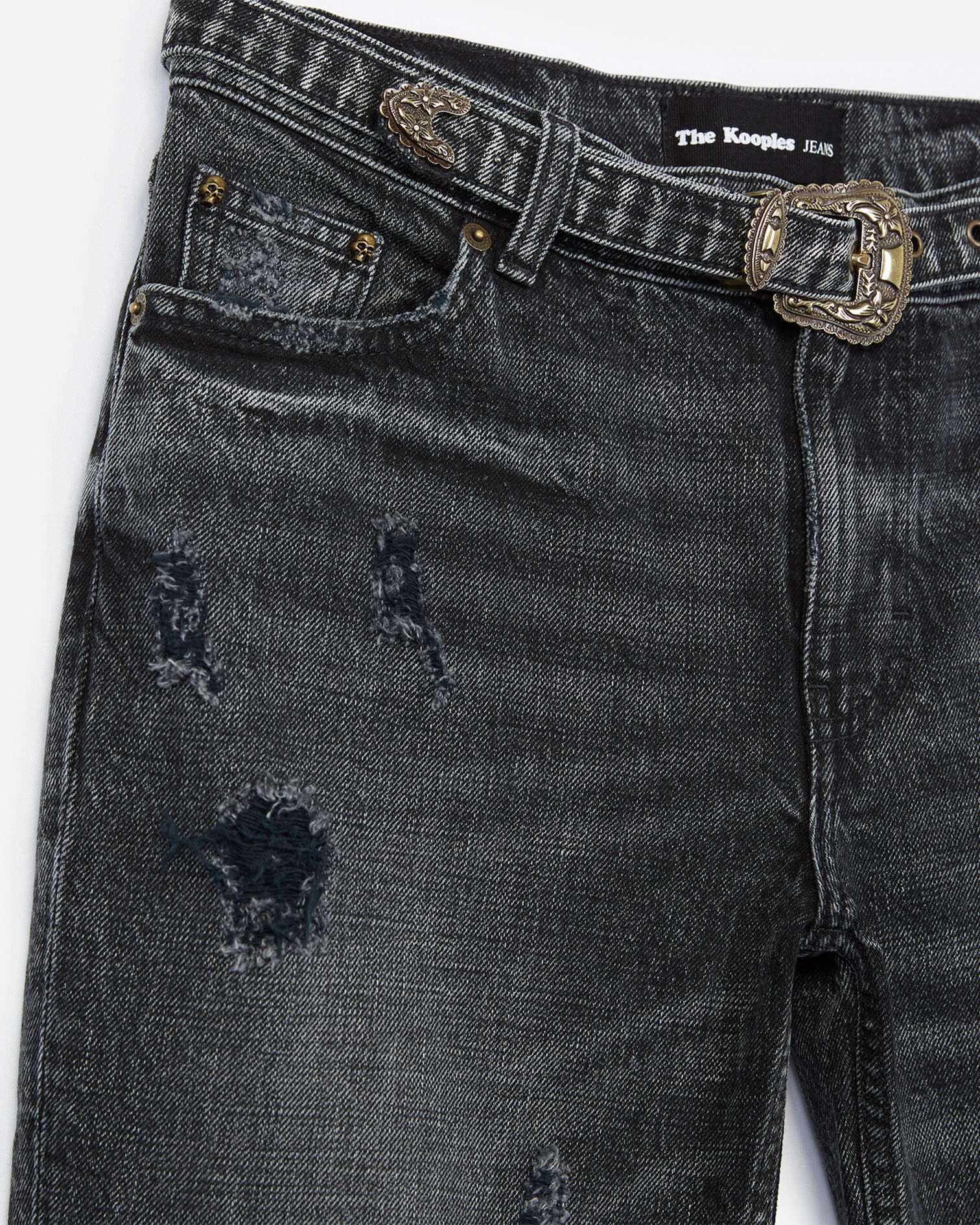 Faded black Nelly jeans with Western-style belt, BLACK WASHED, hi-res image number null