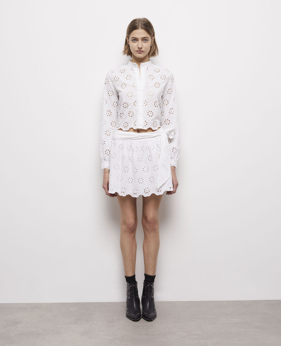 short white skirt with broderie anglaise