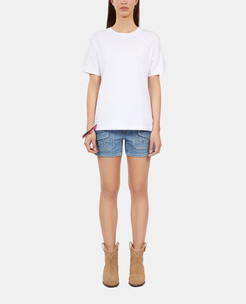 The Kooples DAMEN WHITE weißes t-shirt mit strassbesatz für damen