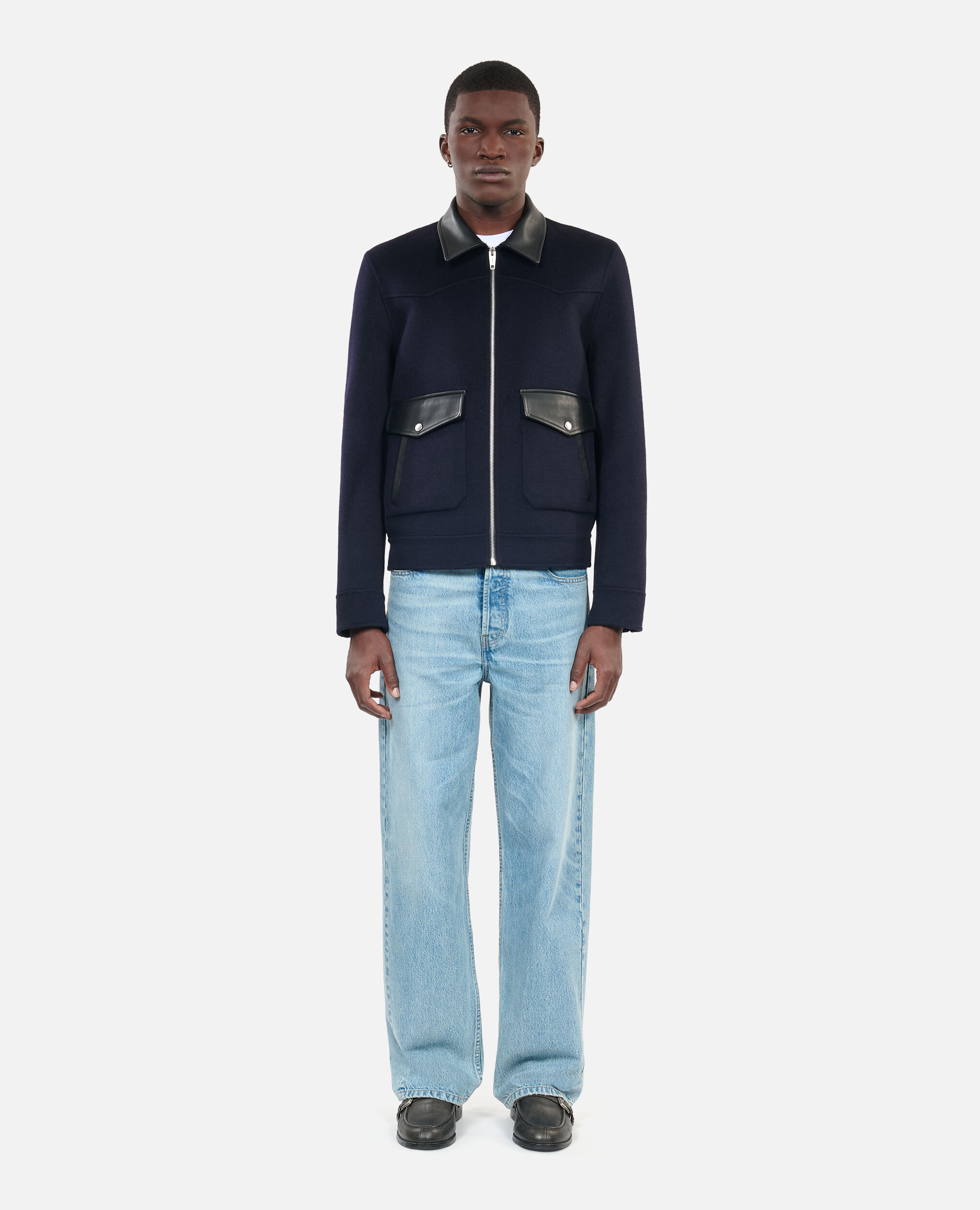 Navy blue double faced wool jacket The Kooples