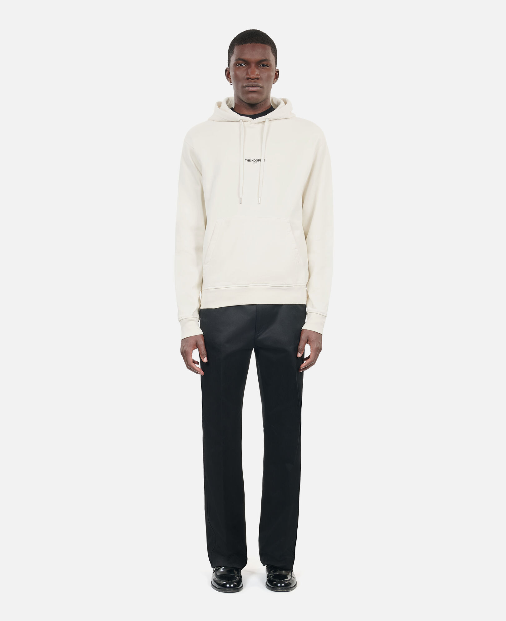 The Kooples MEN OFF WHITE black logo hoodie