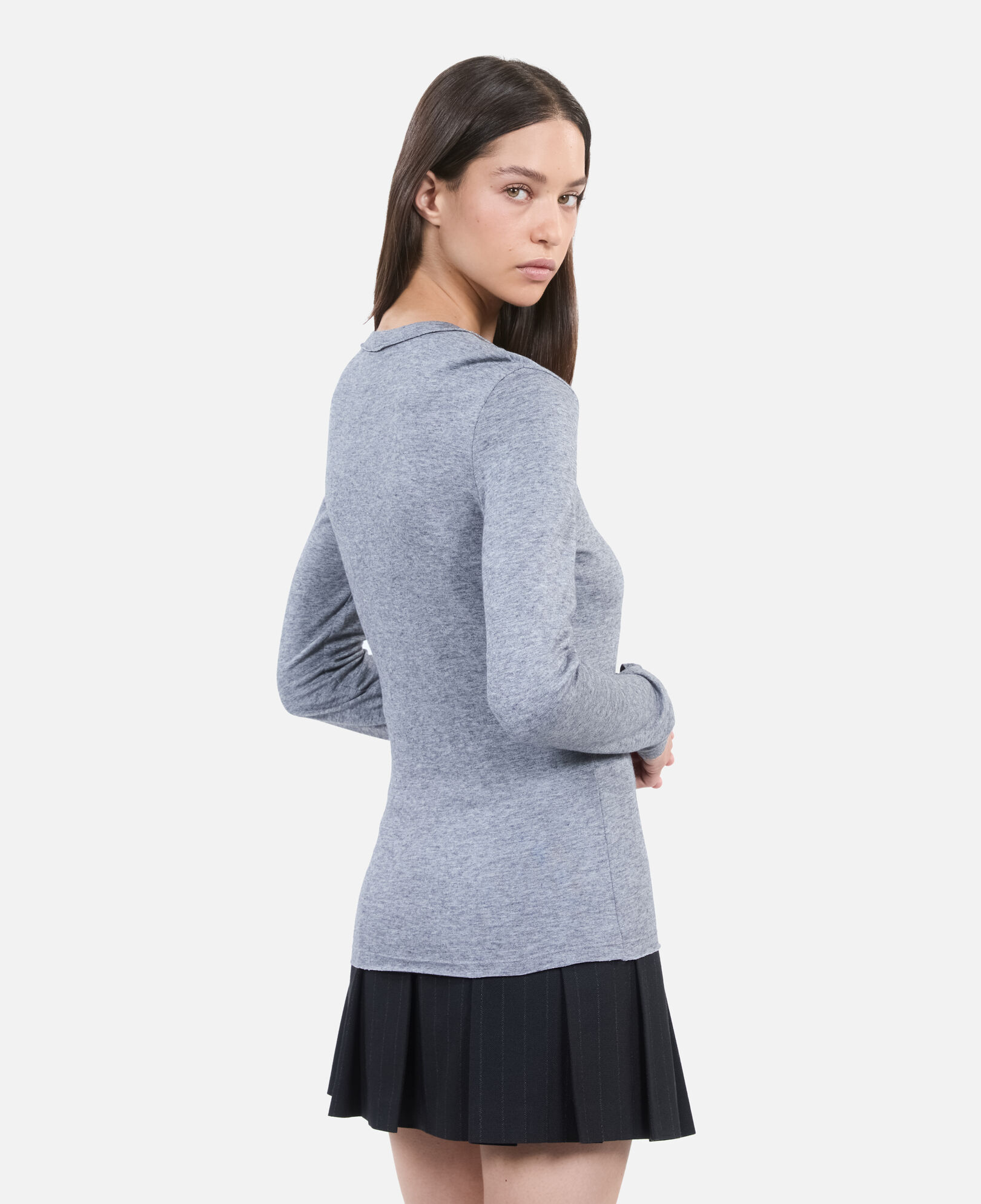 The Kooples WOMEN GREY MELANGE grey long-sleeved t-shirt