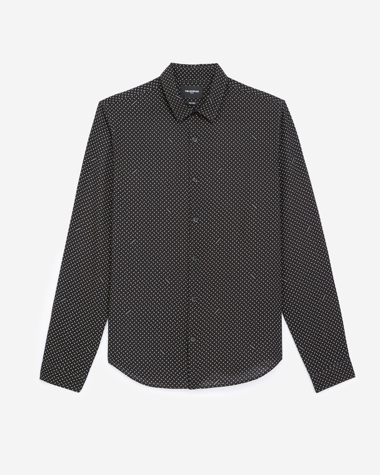 The Kooples HOMME BLACK WHITE chemise noire à motifs blancs