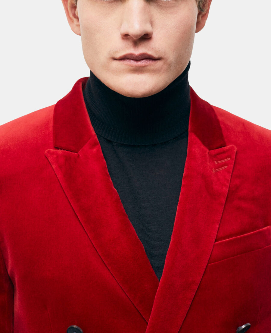 red double-breasted suit vest