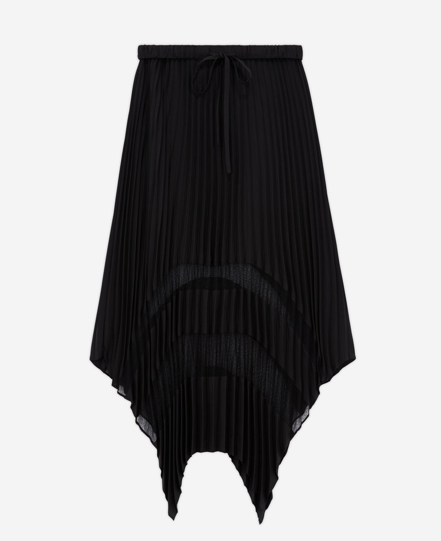 The Kooples MUJER BLACK falda larga plisada con encaje negro