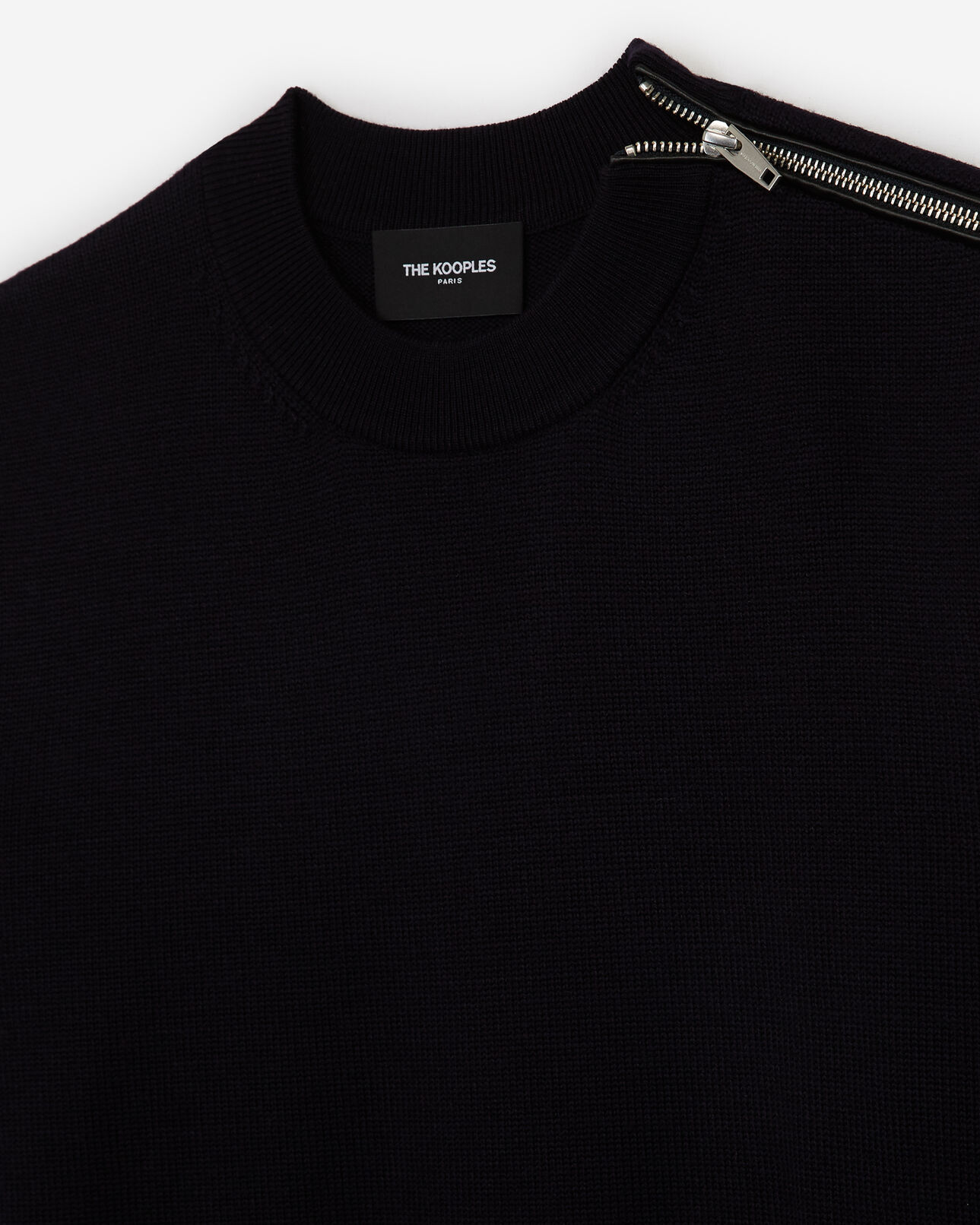 The Kooples MEN DARK NAVY navy blue merino wool sweater with zip