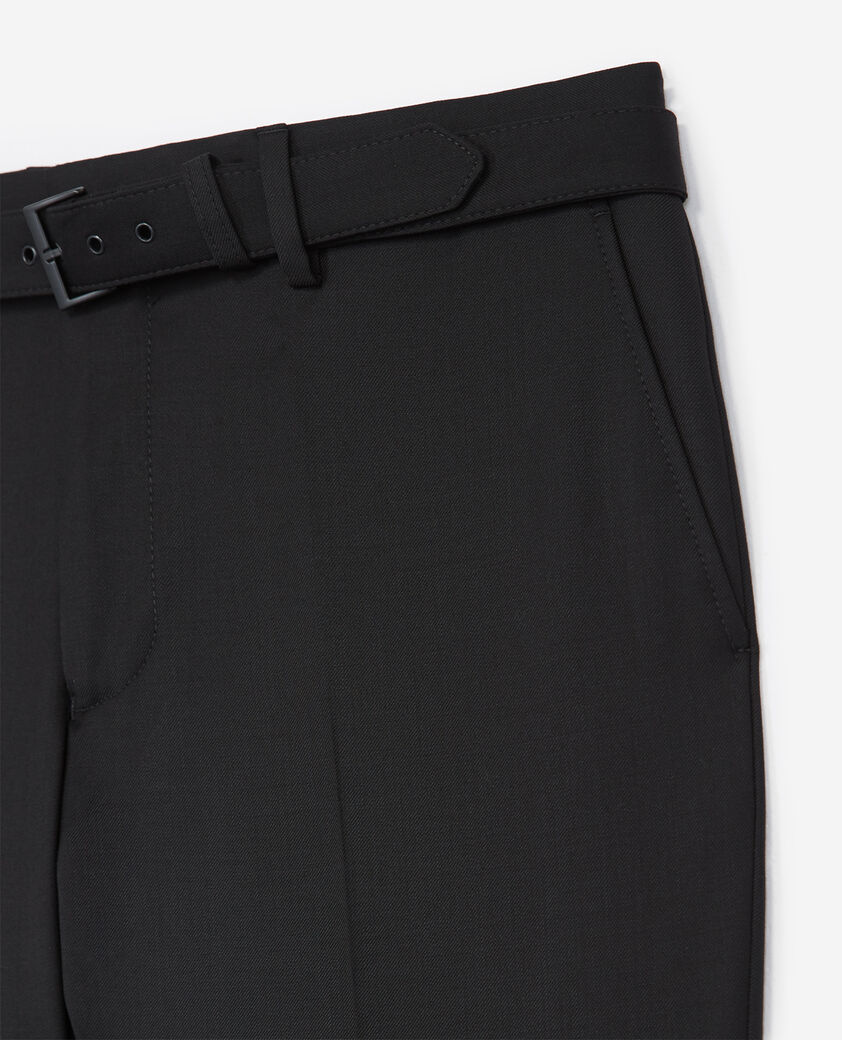 The Kooples HOMME BLACK pantalon de costume en laine &agrave; ceinture int&eacute;gr&eacute;e noir coupe ajust&eacute;e