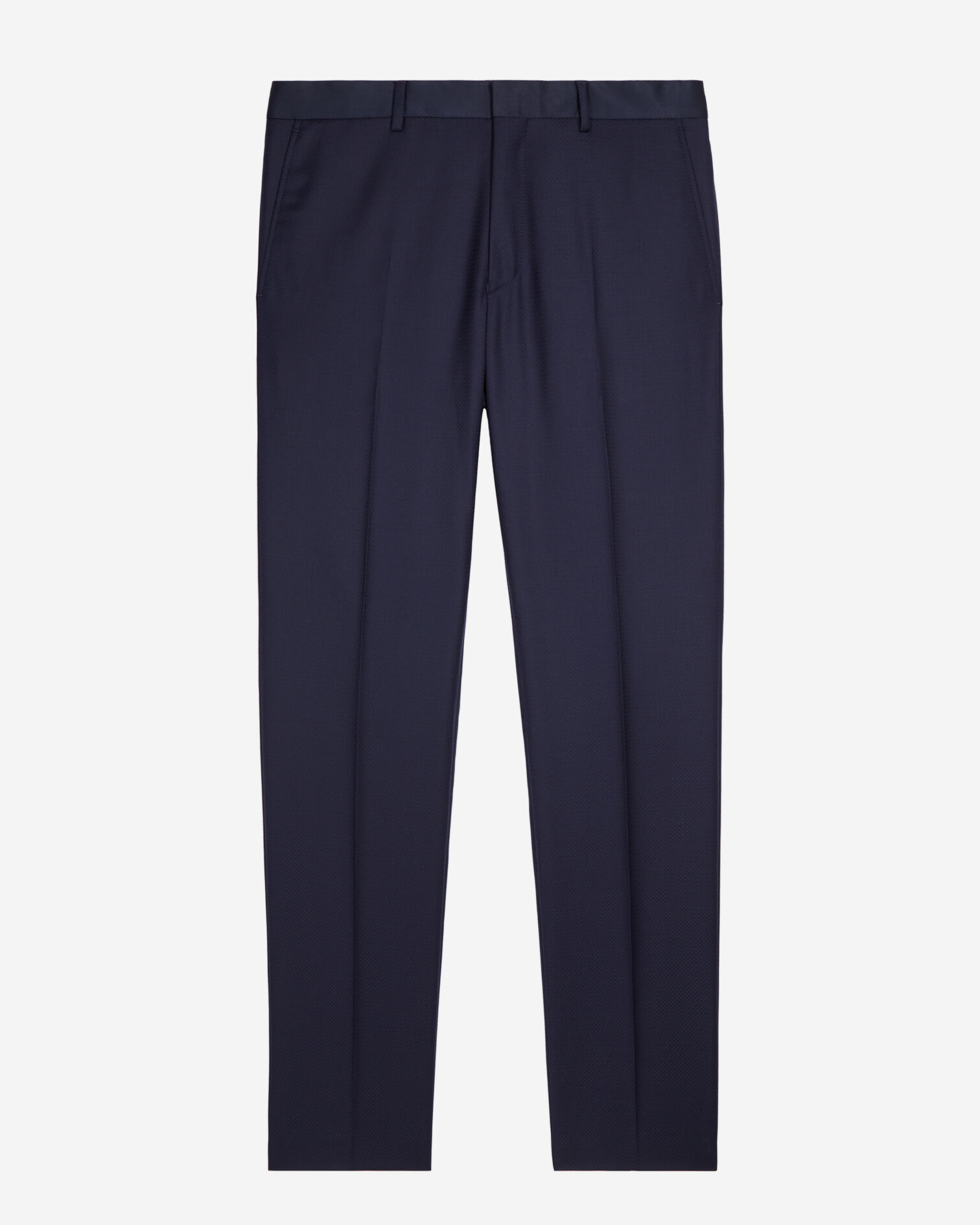 Blue navy wool tuxedo fitted trousers, NAVY, hi-res image number null