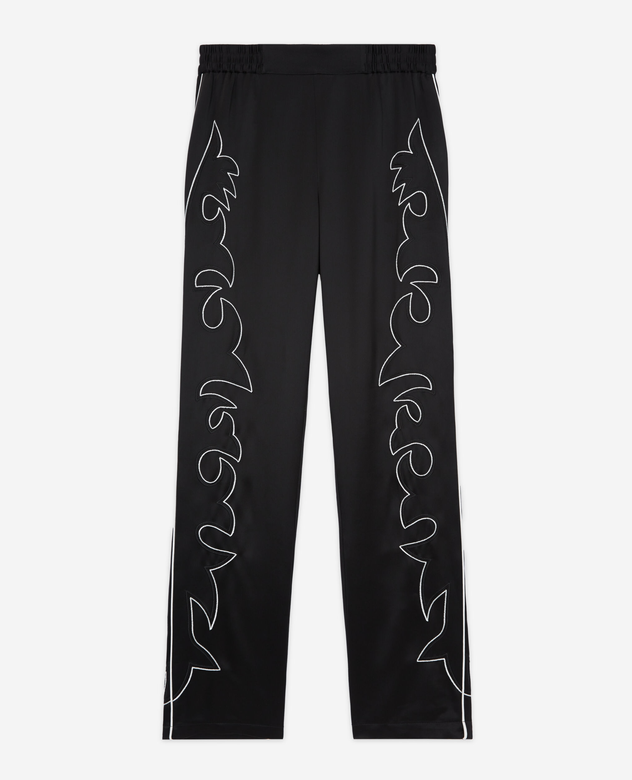 Pantalón negro bordado Western, BLACK, hi-res image number null