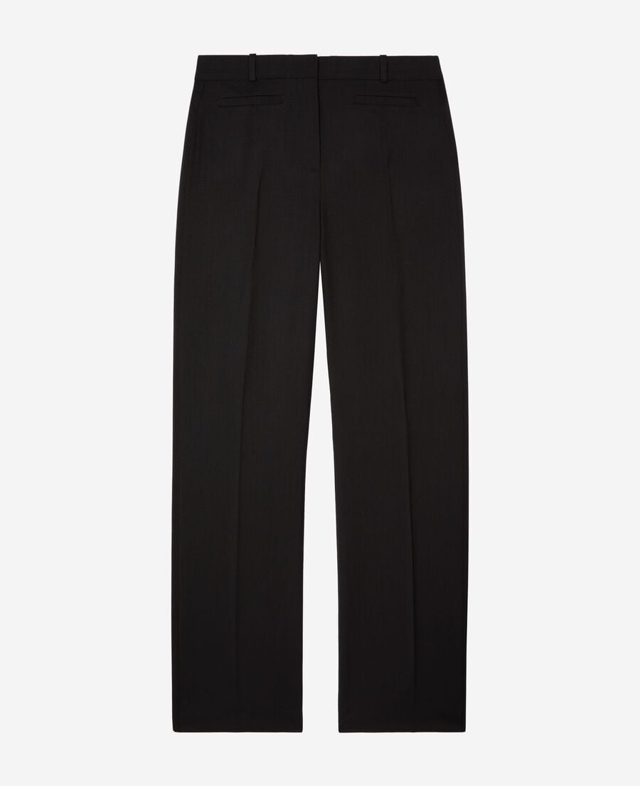 The Kooples WOMEN BLACK wide-leg pants with black wool stripe