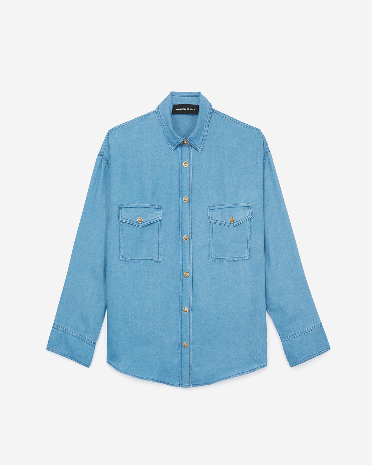 The Kooples WOMEN BLUE DENIM oversized blue dress shirt