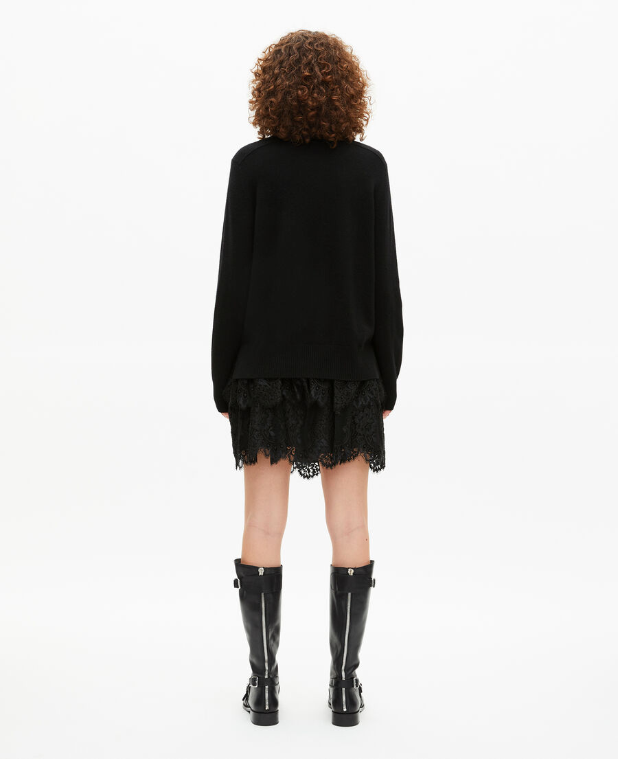 The Kooples MUJER BLACK jersey negro de cachemira con cuello redondo