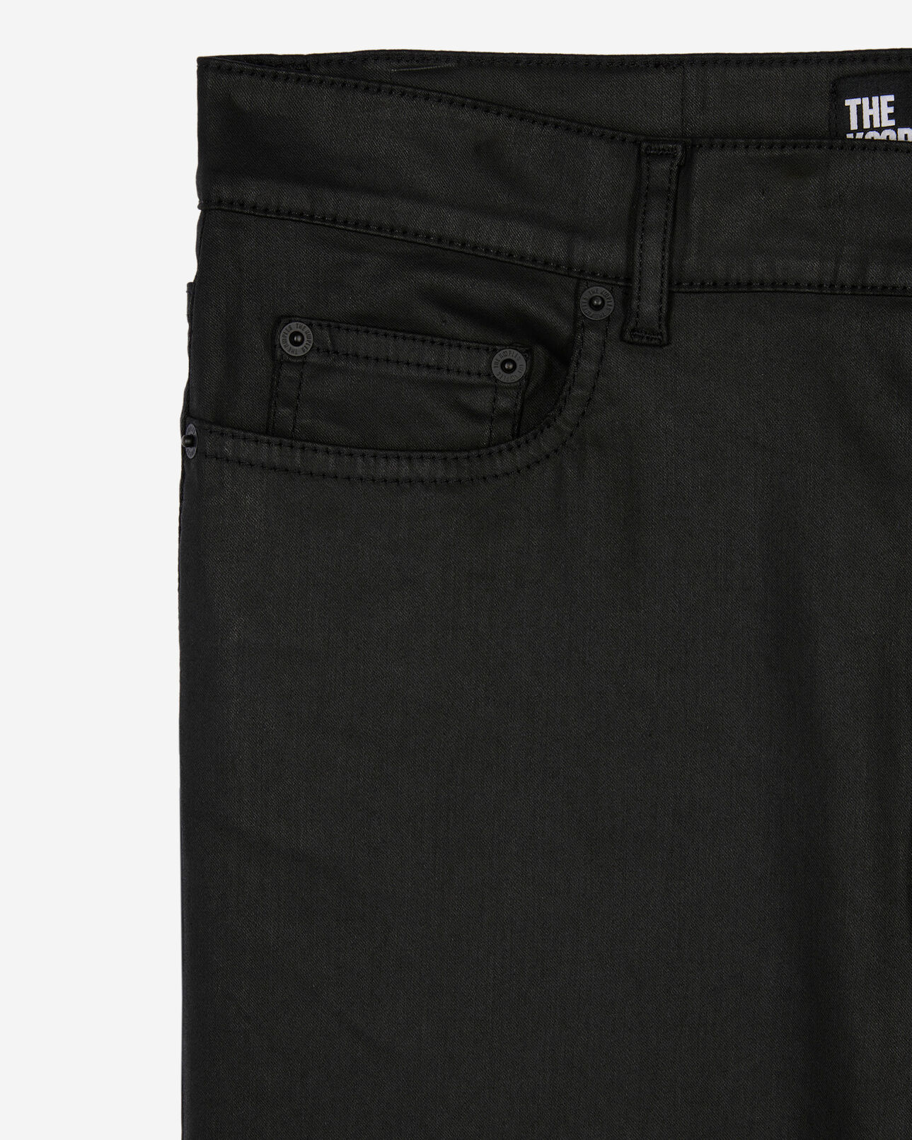 The Kooples MEN BLACK black leather-effect straight-leg jeans