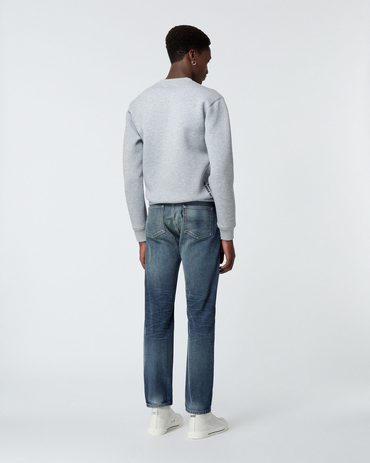 The Kooples MEN BLUE DENIM straight faded blue jeans in stretch cotton
