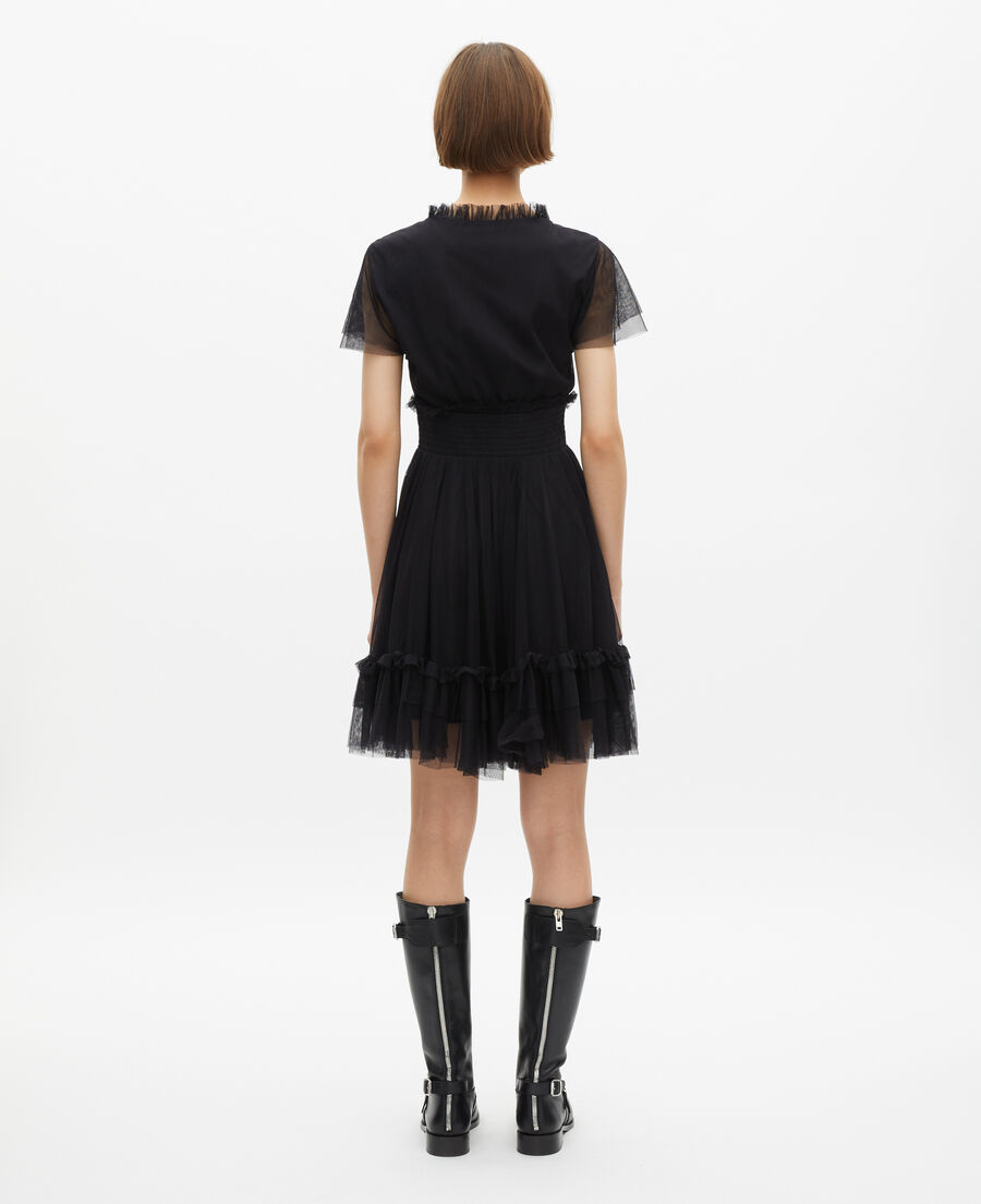 The Kooples DAMEN BLACK schwarzes kurzes tüllkleid