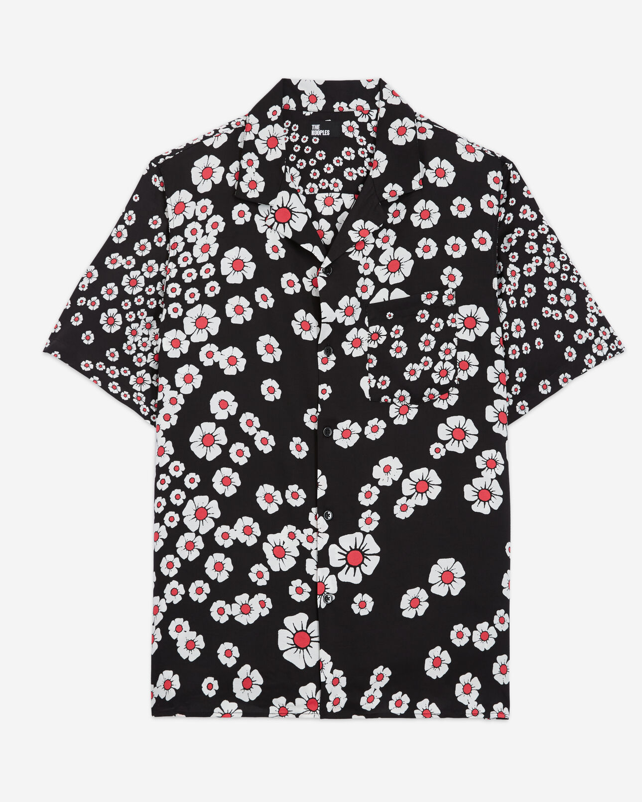 The Kooples MEN BLACK / PINK floral hawaiian collar shirt
