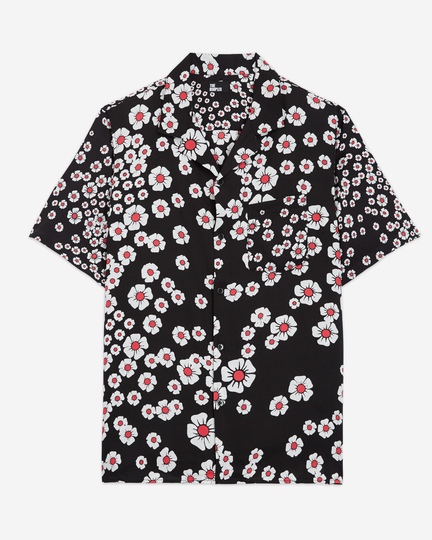 Floral hawaiian collar shirt, BLACK / PINK, hi-res image number null