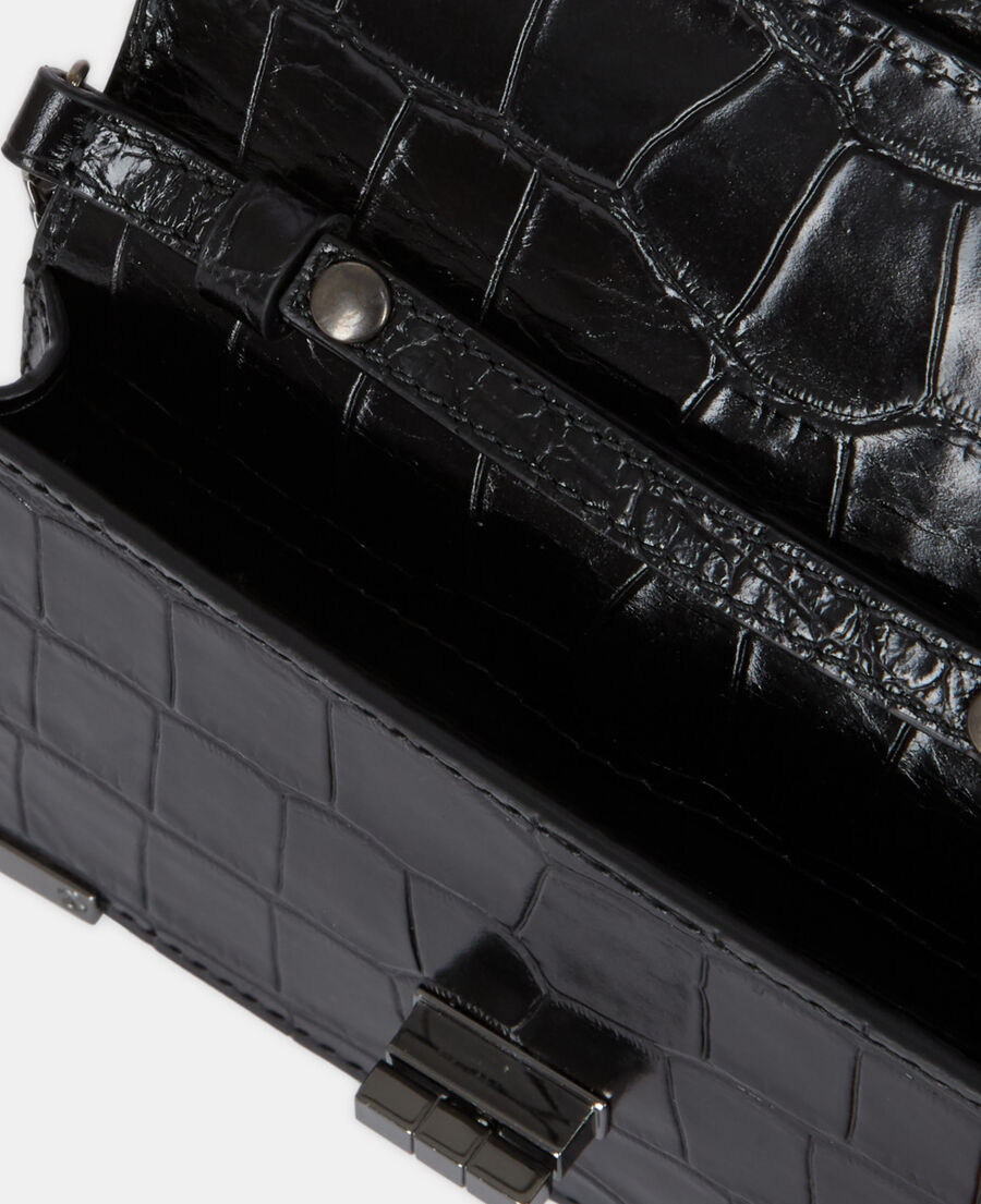 The Kooples FEMME BLACK pochette emily small en cuir effet croco