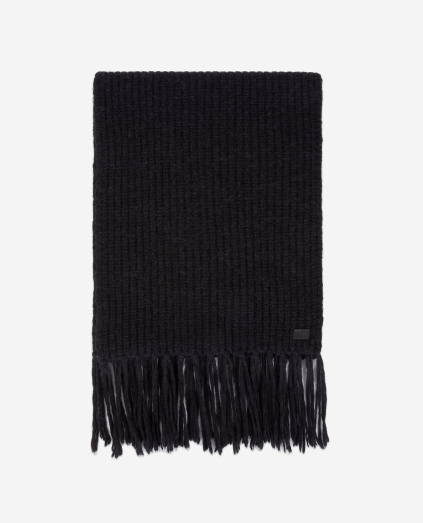 The Kooples F BLACK black ribbed wool-blend scarf