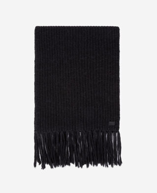 The Kooples F BLACK black ribbed wool-blend scarf
