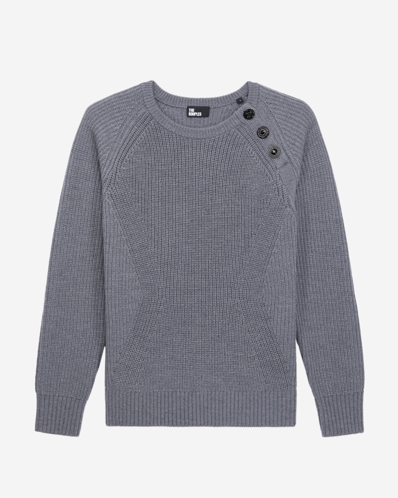 The Kooples WOMEN MIDDLE GREY MEL grey wool sweater with bijou buttons