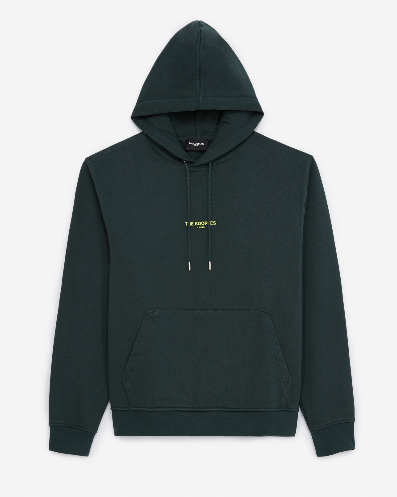 The Kooples HOMME DARK GREEN sweat capuche en coton vert à logo