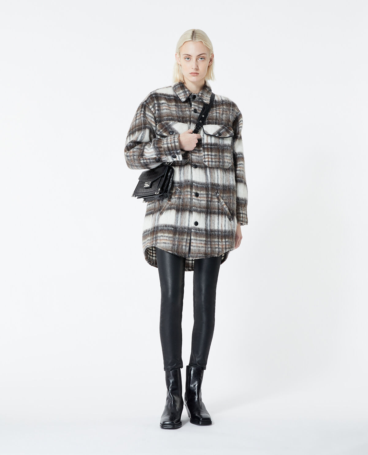Leather checkered jacket discount